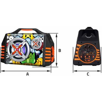Manta Караоке колонка SPK1005PRO, 50W, 8ч, Bluetooth, FM радио, микрофон, MicroSD, AUX, DC 9V/12V (SPK1005PRO)
