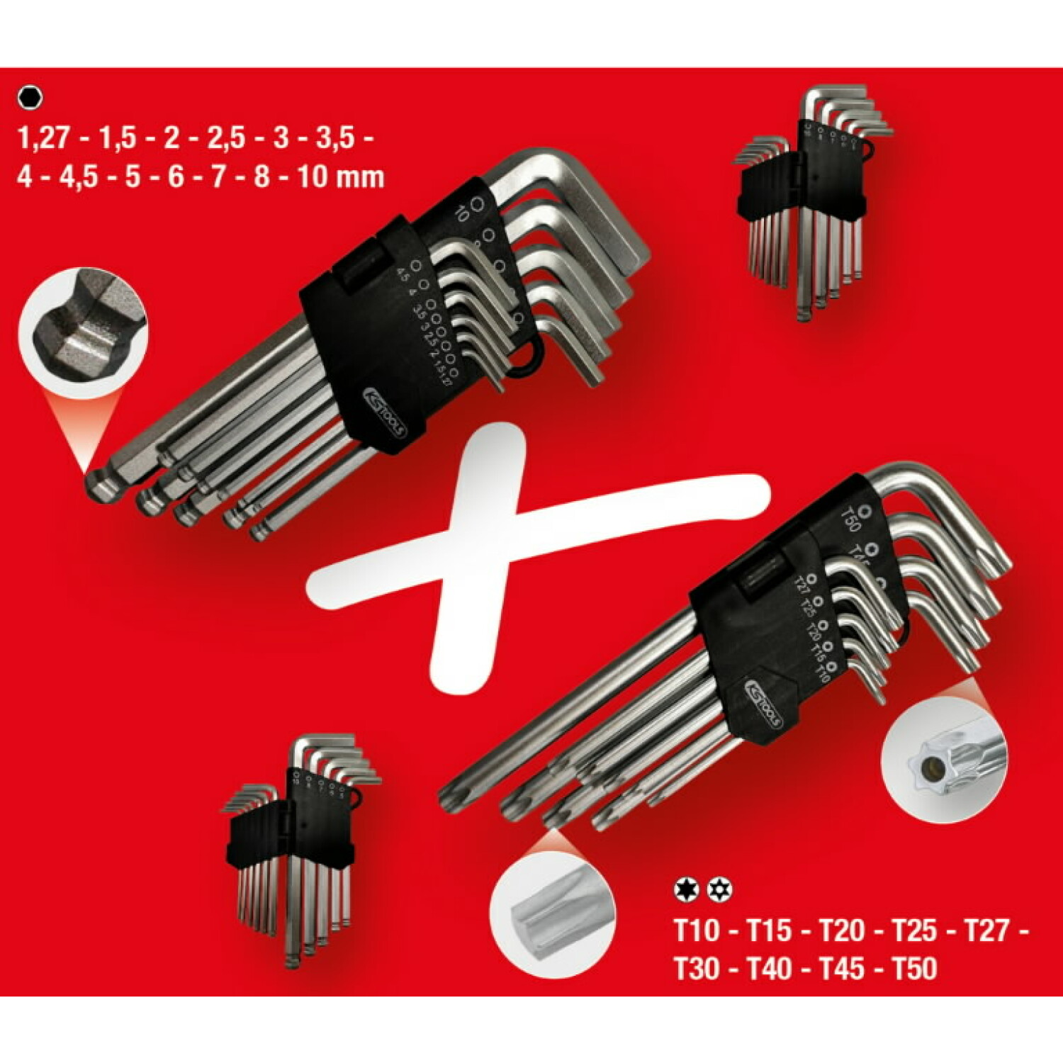 KSTOOLS 151.4000 L-hex un L-Torx atslēgu komplekts, 22gab., 0.76kg (151.4000)
