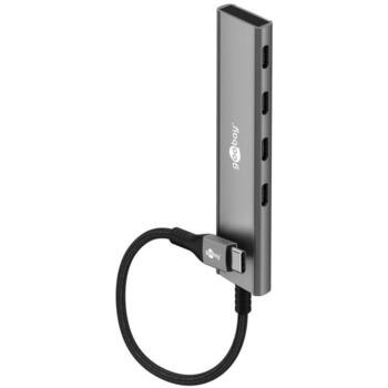 Goobay USB хаб, 76564, 4 x USB-C 3.2, 5 Gbit/s, алюминиевый/пластиковый корпус, тонкий дизайн (76564)