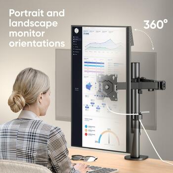 Onkron monitors kabeļa pagarinātājs D121E-B, 13-34 collas, maksimālā slodze 8 kg, VESA 75x75, 100x100 mm, slīpums -45° līdz +45° (D121E-B)