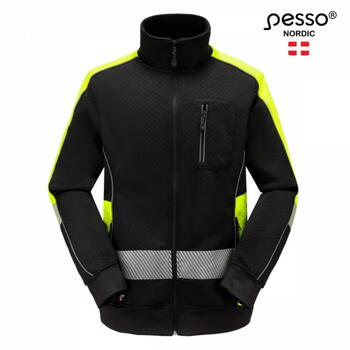 Pesso Hi-vis куртка FL06 FL06_B-M, M, черный/желтый, 155г/м², 100% полиэстер, светоотражатели, молния (FL06_B-M)