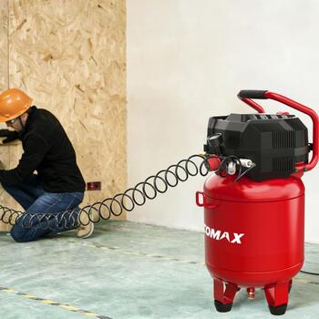 Ecomax virzuļkompresors EMX 0232481, 24l, 1500W, 220-240V 50Hz, 180l/min, 10bar, bezeļļas, vertikāls (0232481&EMX)