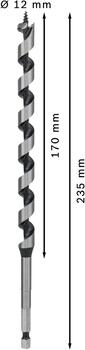 Spirālveida urbis kokam 12,0x235,0 mm,1 gab., Urbjmašīnām/skrūvgriežiem, triecienurbjmašīnām/triecienskrūvgriežiem PRO WOOD SPIRĀLURBIS, 2608597626, BOSCH (2608597626)
