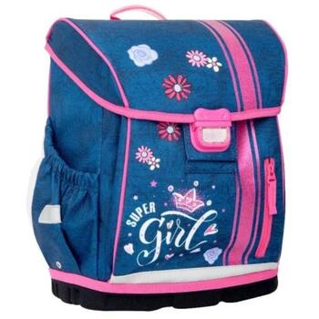 Hama 00183790 школьный рюкзак Jeans Girl, 19.7 л, 0.98 кг, 38x30.5x17 см, полиэстер, розовый/синий, эргономичный, светоотражающий (00183790)