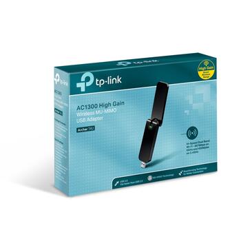 TP-Link Archer T4U AC1300 высокоэффективный беспроводной USB-адаптер 2.4 GHz 5 GHz USB 3.0 2 антенны Чёрный (ARCHERT4U)