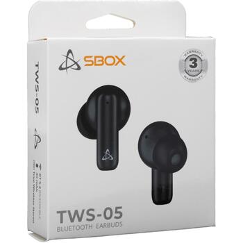 Sbox Беспроводные наушники EB-TWS05-B, 20-20000Гц, 32Ω, 97дБ, Bluetooth 5.4, 3-4ч время разговора/музыки, 10м диапазон (EB-TWS05-B)