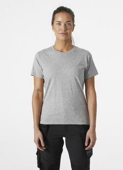 Helly Hansen Женская футболка Manchester 79163_930-S, S, серая, 100% хлопок, 150 g/m², воротник в рубчик, боковые швы (79163_930-S)