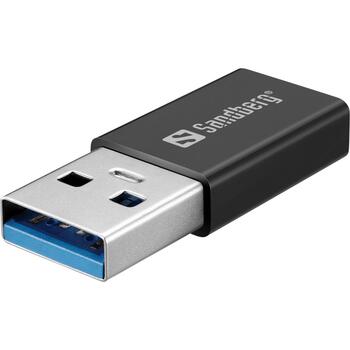 Sandberg 136-62 USB-C/A DVD-привод, DVD Super Multi DL, USB-C, лоток, черный, CD-R/RW, DVD±R/RW, DVD-RAM (136-62)