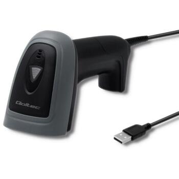 Qoltec 50863 Rokas svītrkodu skeneris, USB, 1D/2D, 5V, 1.8m, 0-50°C, melns (50863)