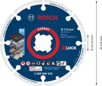 X-LOCK Dimanta disks Metalālam 115mm, Mazām leņķa slīpmašīnām EXPERT DIAMOND METAL WHEEL GRIEZĒJDISKS, 2608900532, BOSCH (2608900532)