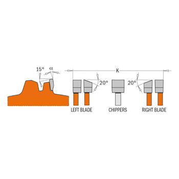 CMT Dado Pro zāģripu komplekts 230.312.08M, 203x6-20/30mm, Z12, FTG, ATB (230.312.08M)