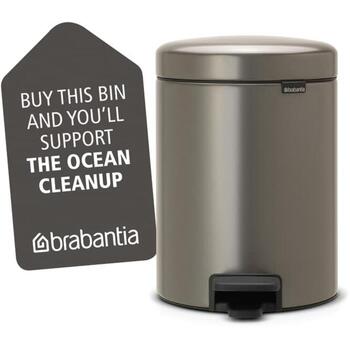 Brabantia NewIcon 112683 педальное ведро, 5 л, нержавеющая сталь, непроницаемое для запахов, нескользящее основание (112683)