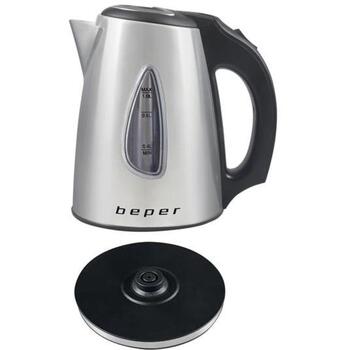 Beper Чайник BB.002, 1L, 1630W, нержавеющая сталь/черный, скрытый нагревательный элемент, 360° поворот (BB.002)