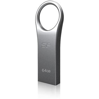 Silicon Power USB zibatmiņa Firma F80 SP016GBUF2F80V1S, 16GB, USB 2.0 Type-A, sudraba, ūdensizturīga, bez vāciņa, tērauds (SP016GBUF2F80V1S)