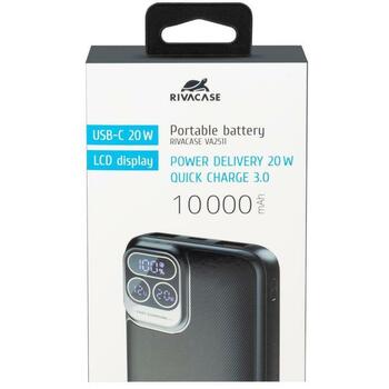 Rivacase Power Bank VA2511, 10000 мАч, 20W PD, 3A, 1xUSB-C, ЖК-дисплей, быстрая зарядка (VA2511)