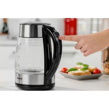 Zelmer ZCK8026 электрический чайник, 71504818P, 1.7л, 2200Вт, 4 темп., стекло/нерж. сталь, черный/прозрачный, автоотключение (71504818P)