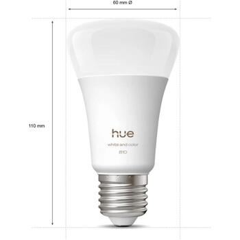Philips Hue WCA 810 A60 E27 4P EU, светодиодная лампа, E27, 6 Вт, 810 лм, 25000 ч, 220-240 В, Bluetooth и Zigbee, 4 шт. (8720169364486)