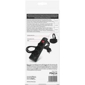 Emos Pārsprieguma aizsargs P54214, 1,5 m, 3 kontaktligzdas, 2300 W, 10 A, bērnu aizsardzība, slēdzis ar apgaismojumu (P54214)