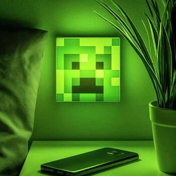 Paladone Minecraft Creeper ночник PP11396MCF, 10x10см, LED, 3 уровня яркости, датчик ночи, наклейка (PP11396MCF)