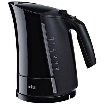 Braun электрический чайник WK300 BLACK, 1.6L, 2200W, черный, пластик, поворотная база 360°, автоотключение, защита от перегрева (WK300 BLACK)