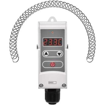 Emos Поверхностный термостат P5683, 230V AC, 50Hz, ручной, проводной, поточный, с подсветкой, без защиты от замерзания (P5683)