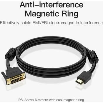 Vention HDMI uz DVI kabelis ABFBJ, 5m, melns, 4K HD, pret traucējumiem, divvirzienu, bez aizkaves (ABFBJ)