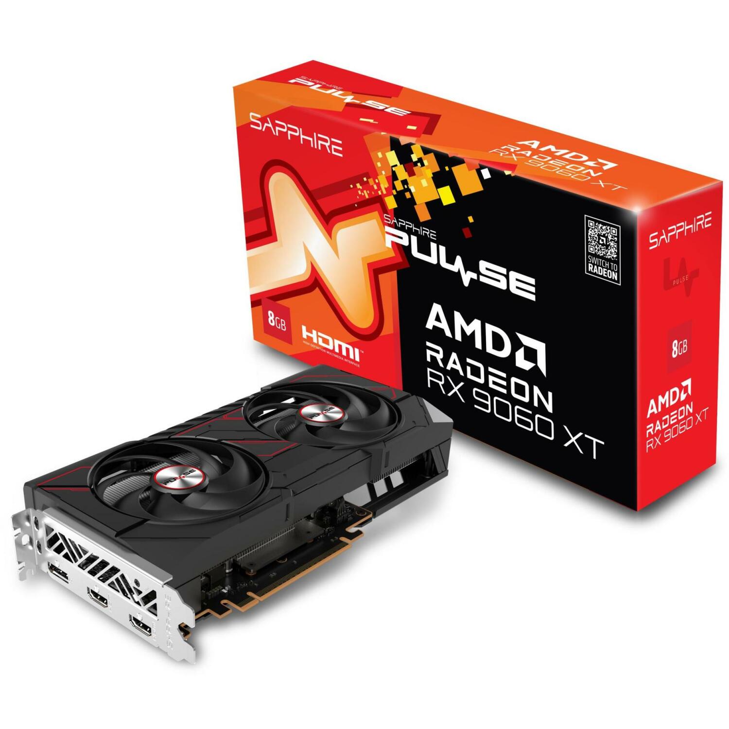 Sapphire Видеокарта PULSE 11350-04-20G 8GB GDDR6, 128 бит, PCI-E 5.0, 3320 МГц, 2 x DisplayPort, 1 x HDMI (11350-04-20G)