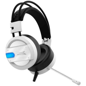 Baracuda Наушники CONCH-W, 307g, Белый, 118dB±3dB, 32Ω, 2.15m, Накладные, Синяя LED подсветка, Встроенный микрофон (CONCH-W)