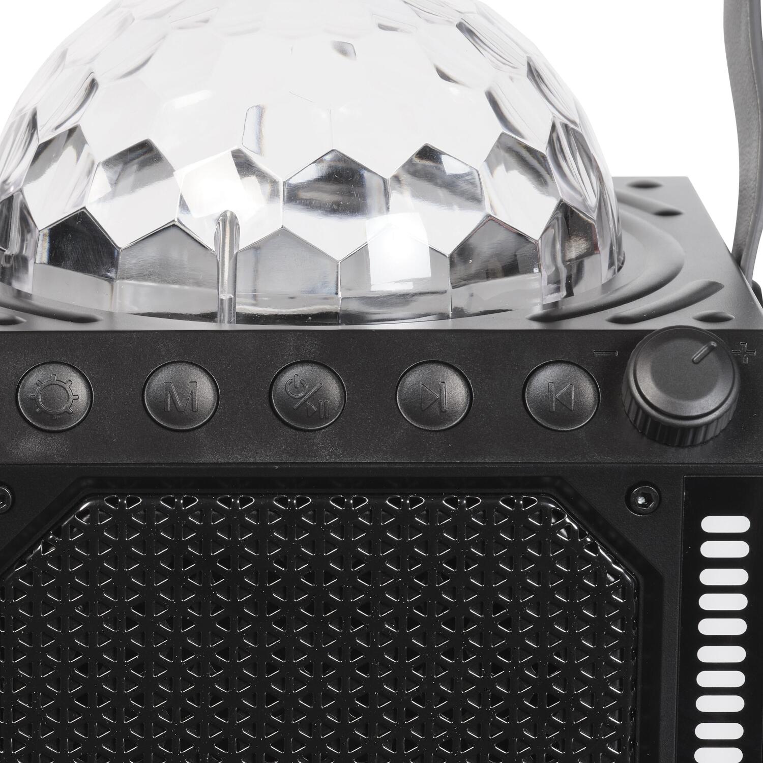 Denver Караоке колонка BTM-618 111151020840, 100W, 10W RMS, 3.7V, 1800mAh, Bluetooth, AUX, USB, MicroSD, LED подсветка (111151020840)