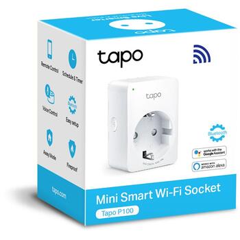TP-Link Tapo P100 умная розетка, 2300W, 10A, 2.4GHz, WiFi, Alexa, Google Assistant, компактная (Tapo P100(1-pack))