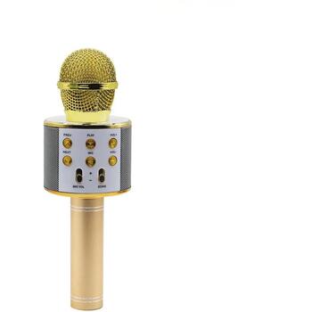 Manta MIC10-G Gold, караоке-микрофон с динамиком, 5 Вт, Bluetooth 5.0, MP3, micro SD, AUX, USB, модуляция голоса, эхо (MIC10-G)