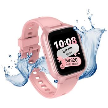 Stelio ST-SWJ101-PK Junior 4G умные часы для детей, розовые, 1.75'' IPS, IP67, GPS, Wi-Fi, Bluetooth, SOS, шагомер (ST-SWJ101-PK)