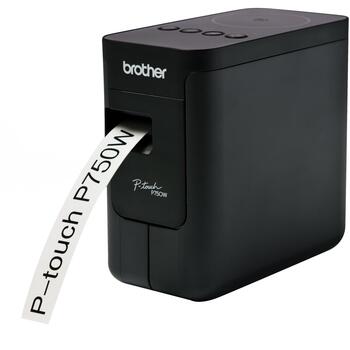 Brother PT-P750W принтер этикеток PTP750WZW1, 180 x 180 DPI, 30 мм/с, проводной и беспроводной, HSE/TZe, черный (PTP750WZW1)