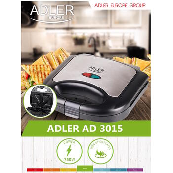 Сэндвич тостер AD 3015 750 W 2 сэндвича Черный Adler (AD 3015)
