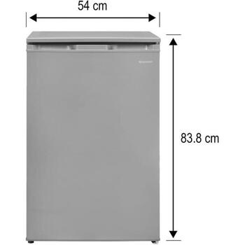 Sharp холодильник SJ-UE121T0S-EU, 84см, 105л, F, 40дБ, 145кВтч/год, серебристый, механическое управление, подсветка (SJ-UE121T0S-EU)