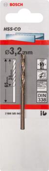 HSS-Co urbis metālam 3,2mm, 1 gab., Urbjmašīnām/skrūvgriežiem KOBALTA HSS SPIRĀLVEIDA URBIS, 2608585843, BOSCH (2608585843)