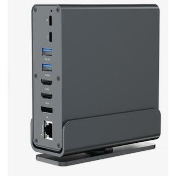 Gembird адаптер 15-в-1 A-CF-COMBO15-01 USB-C 4 AF, 2 HDMI, 1 DisplayPort, 1 RJ45, 1 аудио, 1 кардридер, серый (A-CF-COMBO15-01)