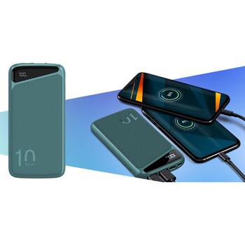 Navitel PWR10 MX Green, 10000mAh, 3.7V, 37Wh, 2xUSB-A, divvirzienu USB-C, mikro-USB, aizsardzība pret pārlādēšanu (PWR10 MX Green)
