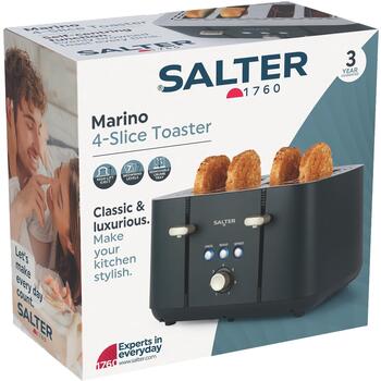 Salter Tosteris EK5565BGRYFVDE, 1850W, 4 maizītes, melns, atkausēšana, izņemama drupaču paplāte, uzkaršanas indikators (EK5565BGRYFVDE)
