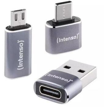 Intenso USB адаптер MIX480 7600913, серый, 3 адаптера, USB-C на USB-A, USB-A на USB-C, USB-C на microUSB (7600913)