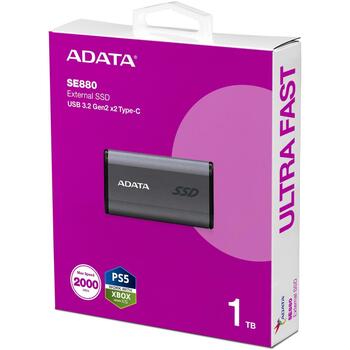ADATA Внешний SSD 1TB AELI-SE880-1TCGY USB Type-C, 2000 МБ/с чтение, 2000 МБ/с запись, серый (AELI-SE880-1TCGY)