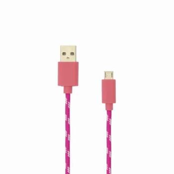 Sbox USB кабель USB-1031P, 1м, 480 Мбит/с, USB A M, microUSB M, оплетка, розовый (USB-1031P)
