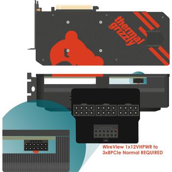 Thermal Grizzly Измеритель энергопотребления GPU WireView TG-WV-P38H1R, 1x12VHPWR на 3x8Pin, OLED-дисплей, черный, алюминий (TG-WV-P38H1R)