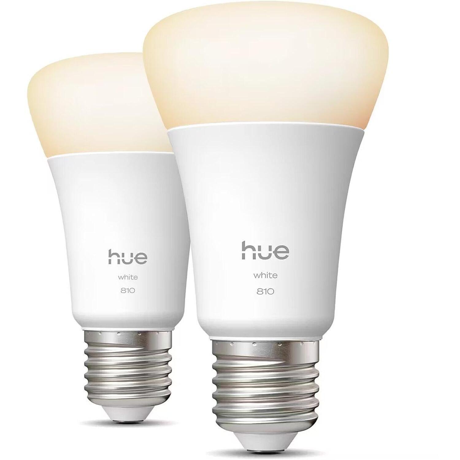 Philips Hue светодиодная лампа W 810 A60 2P EU 8721103072566, 7 Вт, E27, 810 лм, 2700 К, 220-240 В, Bluetooth, Zigbee, 2 шт (8721103072566)