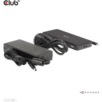 Club3D док-станция CSV-1581, Thunderbolt 4, 3x Thunderbolt 4, 3x USB 2.0, 1x RJ-45, 140 W, 1000 Mbit/c, черный (CSV-1581)
