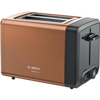 Bosch DesignLine Maizīšu sildītājs TAT4P429, 970 W, 2, Nerūsējošais tērauds, Varš/Melns, Automātiska izslēgšanās, Augsts pacēlums (TAT4P429)