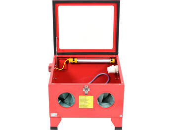 Yato smilšu strūklas kabīne YT-55840, 90 l, 0.27-0.82 MPa, 424-707 l/min, 230 V, 8 W, 50 Hz, 12 V, 667 mA, 6.5 l, 4 sprauslas (YT-55840)