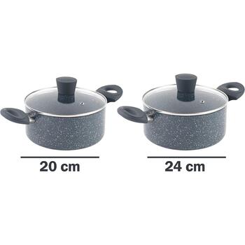 Russell Hobbs Katls RH008491EU7, 24cm, alumīnijs, 11cm, zils marmors, ar vāku, indukcijai piemērots (RH008491EU7)