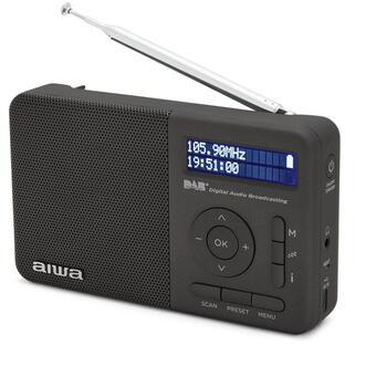 Aiwa RD-40DAB/BK портативное радио, DAB+, FM, 50+50 станций, 2 Вт RMS, Li-ion 3,7 В 2000 мАч, 16 ч работы, 3 ч зарядки, будильник (RD-40DAB/BK)