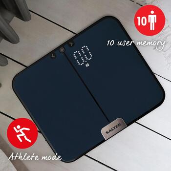 Salter Цифровые кухонные весы 9164 BK3REU16, 180 кг, Стеклянная платформа, Скрытый дисплей, Анализ состава тела, Функция памяти (9164 BK3REU16)